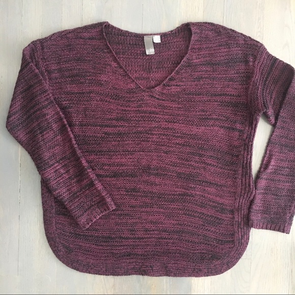 Quinn Burgundy Marl V-Neck Pullover Sweater, size Large ♥️ - Picture 1 of 16